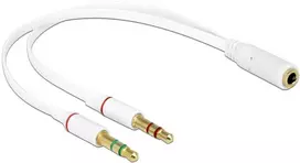 Delock ausinių adapteris 1 x 3,5 mm 4 kontaktų lizdas > 2 x 3,5 mm 3 kontaktų lizdas