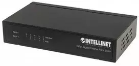 Šakotuvas Intellinet Gigabit Switch PoE+ 5x RJ45 60W stalinis metalinis dėklas