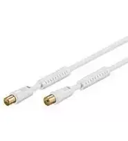 Goobay antenos kabelis 10,0 m, baltas, su feritu (80 dB), 2x ekranuotas