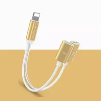 Usams US-SJ160 „Lightning“ į „Lightning“ x2 USB adapteris, auksinis (SJ1602L02)