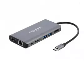 „Delock USB Type-C™“ prijungimo stotelė 4K – HDMI / DP / USB 3.0 / SD / LAN / PD 3.0