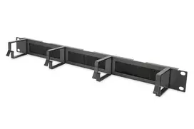 Digitus Kabelių organizatorius su šepetėliu 19" 1U, 4 aliuminio laikikliai, 44x72 mm, juodas