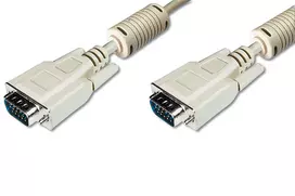DIGITUS VGA Monitorius connection cable, HD15, M/M, 5.0m, 3Coax/7C, 2xferrite beige, DK-310103-050-E