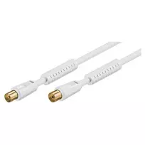 Goobay antenos kabelis 2,5 m, baltas, su feritu (80 dB), 2x ekranuotas