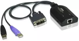 Aten | USB DVI virtualios laikmenos KVM adapteris su intelektualiųjų kortelių palaikymu | KA7166 | Ryšys: 1 x RJ-45 Moteris, Kompiuteris: 2 x A tipo USB kištukas, 1 x DVI-D kištukas.