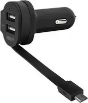 Xqisit automobilinis įkroviklis 6A Dual USB+microUSB car charger juodos spalvos 20425