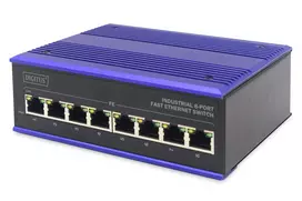 Šakotuvas Digitus ASSMANN Electronic DN-650106 tinklo komutatorius Fast Ethernet (10/100) Juoda, Mėlyna