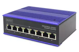 Šakotuvas DIGITUS Switch Ind. 8-Port Gigabit Unmanaged blau