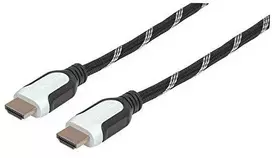 MANHATTAN Braided High Speed HDMI Cable with Ethernet HEC, ARC, 3D, 4K, HDMI Male to Male, Shielded, 0.5 m, Juodas/Baltas, 354745