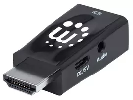 MANHATTAN HDMI kištukas į VGA lizdą su garsu, pasirenkamas USB Micro-B maitinimo prievadas, Juodas, 151542