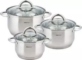 King Hoff Rinkinys „Kinghoff“ 6 dalių puodų rinkinys, plienas, 16, 18, 20 cm skersmens