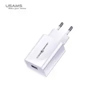 USAMS laidinis įkroviklis 1xUSB T22 18W 3A QC3.0 (only head) Fast Charging baltos spalvos CC83TC01 (US-CC083)