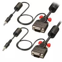 Kabelis Lindy D-Sub (VGA) - D-Sub (VGA) + Jack 3.5mm 10m juoda (37303)