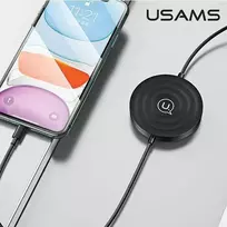 USAMS belaidis įkroviklis US-CC096 10W su kabeliu lightning juodos spalvos CC96WH01