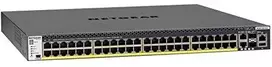 Šakotuvas Netgear M4300-52G-PoE+ 1000W PSU Valdomas L2/L3/L4 Gigabit Ethernet (10/100/1000) Juoda 1U Maitinimas per Eternetą (PoE)