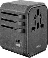 UNIQ laidinis įkroviklis Voyage World Adapteris 33W+ 2xUSB + PD 18W + QC 3.0 pilkos spalvos (LITHOS Collective)