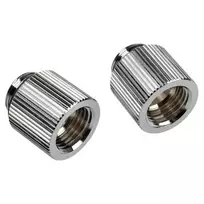 „Bitspower Touchaqua“ adapteris, tiesus G1/4 colio lizdas į G1/4 colio lizdą, 2 vnt. pakuotėje, 15 mm, sidabrinis