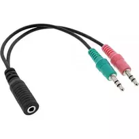 InLine Audio Headset Y-Adapteris cable, 2x 3.5mm plugs to 3.5mm jack 4-pole CTIA – 0.15m