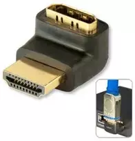 Adapteris - LINDY HDMI F/M Adapteris, 90° Dešinysis Kampas, 4K, 60Hz, 18Gb/s, Juodas