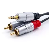 QOLTEC 52340 Kabelis 2xRCA Mini Jack 3,5mm vyriškas 2m Juodas