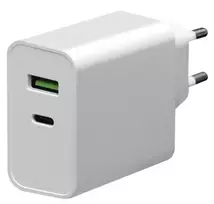 Įkroviklis Platinet QuickCharge Type-C+USB 2.4A (45W) baltas