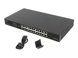 Šakotuvas LANBERG Switch Rack 19 colių RSFE-24P-2C-360 24x 100Mb PoE+ 2x Combo Gigabit 360W
