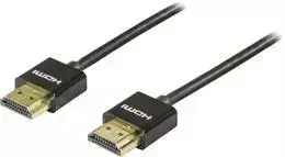 DELTACO plonas HDMI kabelis, UltraHD - 30Hz, 3m, 19 pin ha-ha, juodas / HDMI-HDMI