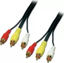 Kabelis Lindy RCA (Cinch) x3 - RCA (Cinch) x3 10m juoda (35544)