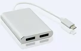 „helos“ skirstytuvas USB 3.1 C tipo kištukas / 2x DisplayPort lizdas, PREMIUM 4K, sidabrinis