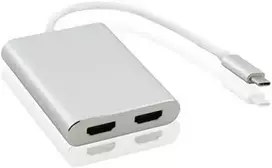 „helos“ skirstytuvas USB 3.1 C tipo kištukas / 2x HDMI lizdas, PREMIUM 4K, sidabrinis