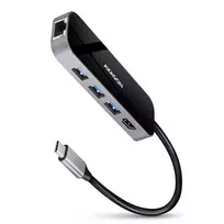 Axagon Multiport USB 3.2 Gen 1 šakotuvas. HDMI, Gigabit LAN ir maitinimo tiekimas. 20 cm USB-C laidas.
