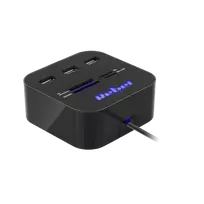 Rebel HUB USB 2.0 3 šakotuvas su atminties kortelių skaitytuvu