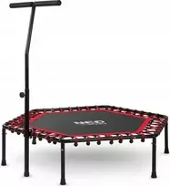 Neo-Sport Fitneso batutas, su rankena, 127 cm šešiakampis, raudonas mini batutas namų naudojimui