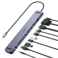 Choetech prijungimo stoties daugiafunkcis adapteris HUB USB Typ C 11in1 100W PD pilka (HUB-M20)
