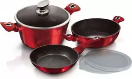 Berlinger Haus Puodų ir keptuvės komplektas, 6dalių, Berlingerhaus Metallic Line Burgundy Edition | BH-7046
