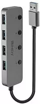 USB Hub - LINDY 4 Prievadų USB 3.0 Hub su Maitinimo/Išjungimo Jungikliais, 5Gbps, Type A