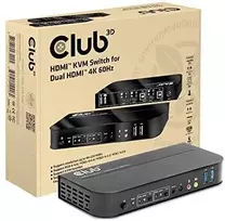 Club 3D Club3D tinklo jungiklis – jungiklis, HDMI KVM jungiklis – dvigubas HDMI 4K 60Hz
