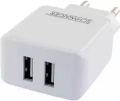 USB adapteris Schwaiger 230V 2x USB adapteris 2.4A baltas