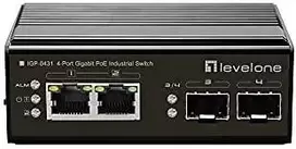 Šakotuvas Level One Switch LevelOne IGP-0431 - niezarządzalny - 2 x 10/100/1000 (PoE) + 2 x Gigabit SFP - Możliwość montażu na szynie DIN - PoE - zasilanie DC