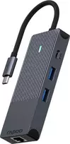 Rapoo USB-C kelių prievadų adapteris 8-in-1, pilkas