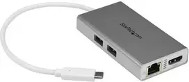StarTech DKT30CHPDW USB-C kelių prievadų adapteris USB3.0 C -> 1x HDMI, 1x RJ45, 2x USB3.0, sidabrinė / balta