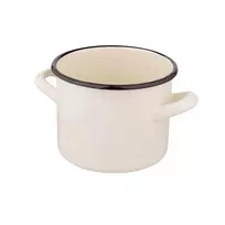 Altom Design Emaliuotas tiesus puodas, 1,5 l; skersmuo 14 cm; aukštis 11 cm, kreminės spalvos