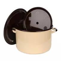Emaliuotas virimo puodas 13,6 l skersmuo 30cm | aukštis 20cm | kreminės/rudos spalvos, su dangčiu