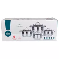 Altom Design Remo 8 dalių nerūdijančio plieno virtuvės reikmenų rinkinys 14 cm, 16 cm, 18 cm, 22 cm