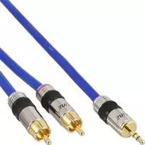 Kabelis InLine Jack 3,5 mm - RCA (Cinch) x2 10m mėlyna (89936P)
