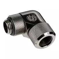 „Bitspower Advanced Multi-Link Adapteris“ jungtis, 90 laipsnių kampu, G1/4 colio AG ir 12 mm išorinio skersmens kietojo vamzdžio jungtis, pasukama.