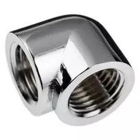 „Alphacool“ kištukas-adapteris 90 laipsnių G1/4 colio lizdas į G1/4 colio lizdą, chromuotas