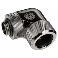 „Bitspower Advanced Multi-Link“ adapteris, 90 laipsnių G1/4 colio vidinis sriegis ir 16 mm išorinio skersmens kietasis vamzdis, pasukamas.