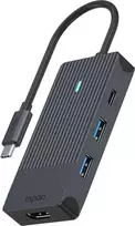 Rapoo USB-C kelių prievadų adapteris 4 viename, pilkas