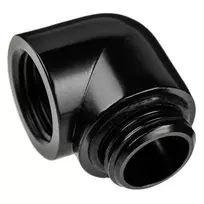 „Alphacool“ jungties adapteris 90 laipsnių G1/4 colio kištukas į G1/4 colio kištuką, juodas